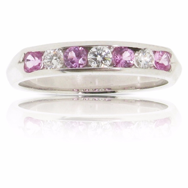 Pink Sapphire & Diamond Half Eternity Rings