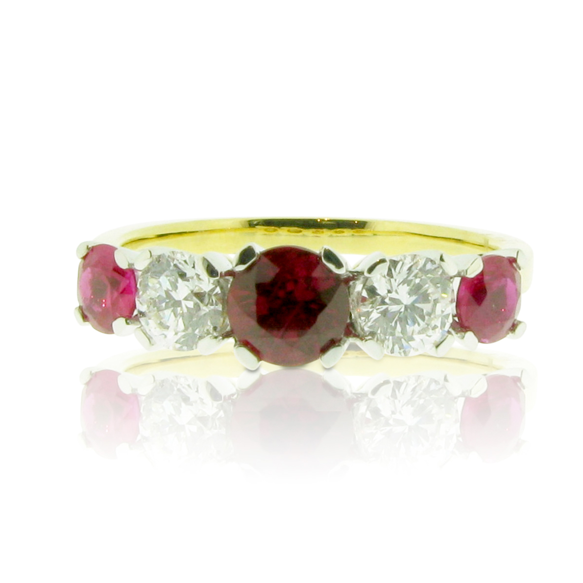 Ruby & Diamond Crescent 5 stone Rings